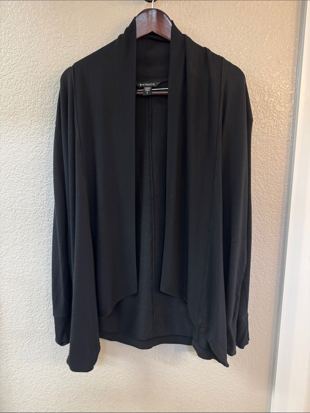 Athleta Black Draped Open Cardigan
